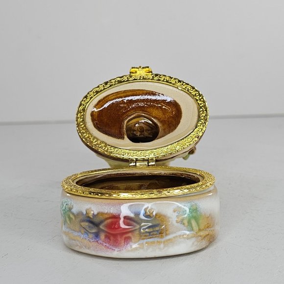 Nativity Scene Trinket Box Hinged Ceramic Mary Joseph Baby Jesus - Picture 8 of 10